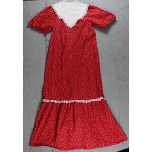 Pomare Hawaii Dress Vtg M Floral Lace Trim Cottagecore Prairie Maxi Victorian